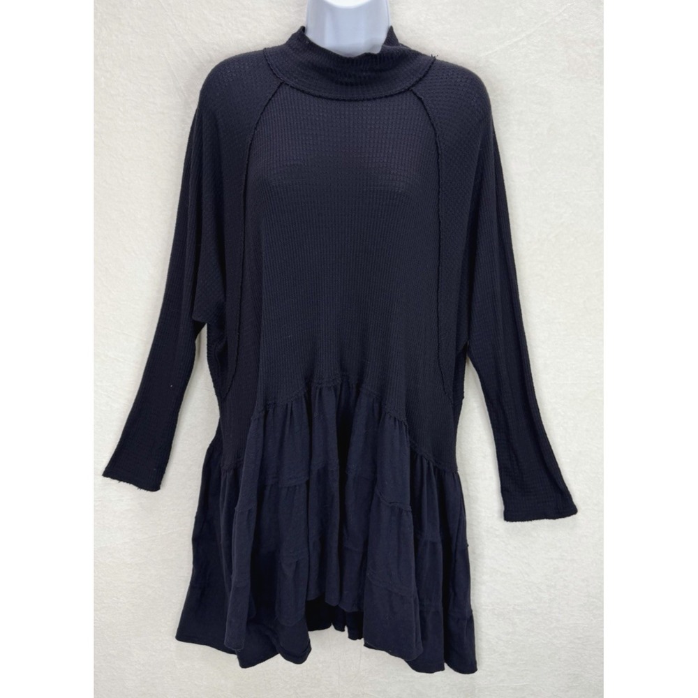 Free People Women's Tiered Waffle Knit Long Sleeve Tunic Size Large - Picture 4 of 9